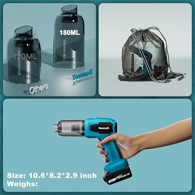 3 in 1 Handheld Car Vacuum Compatible with Makita 18V Battery with 21000pa Strong Suction Handheld Vacuum Cordless &amp Blower with 200W Brushless Motor Mini Vacuum Cleaner for Car Home (No Batter