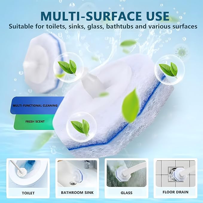50 PCS Disposable Toilet Brush Toilet Wand Refills High-Density Toilets Bowl Cleaners with Upgraded Fiber Material Toilets Cleaner Tablets &amp Bathroom Cleaner Tools