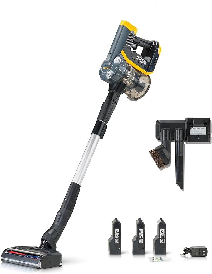 Prolux RS7 PRO Cordless Handheld Stick Vacuum for Professsional Home and Office Cleaning with Three Batteries