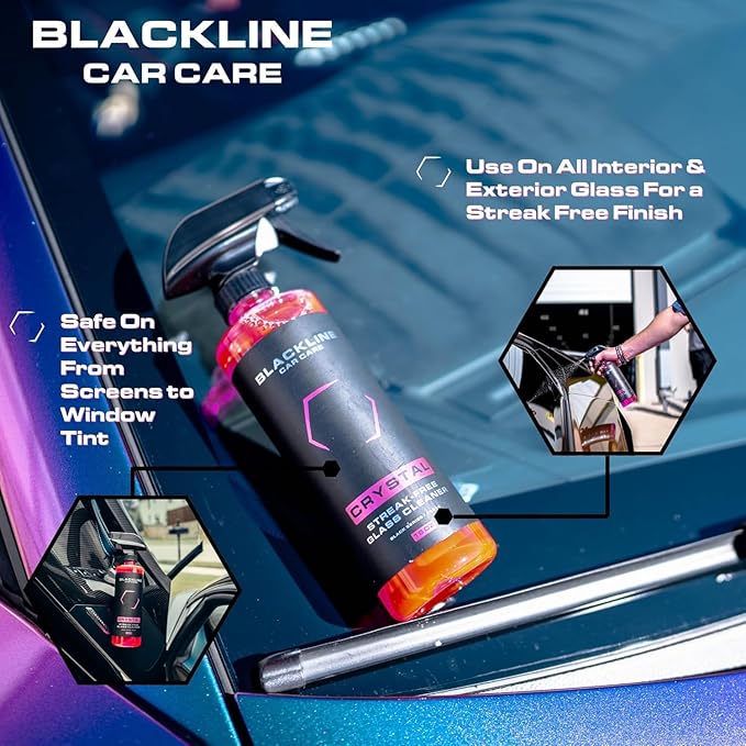 Blackline Glass Cleaner - Works on Glass Windows Mirrors &amp Navigation Screens. Tint Safe Car Window Cleaner - 16 fl oz bottle Streak Free Spray