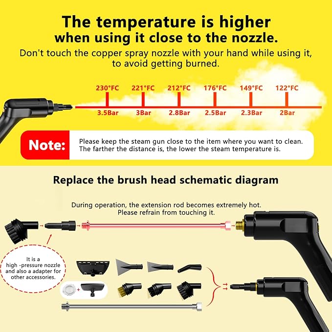 2026 New 3 Level Adjustable Pressurized Handheld Steam Cleaner for Home 10s Heat-Up Handheld Steamer for Cleaning 1.6 Qt Tank Portable Steam Cleaner Handheld for CarGroutTileCouchFloor