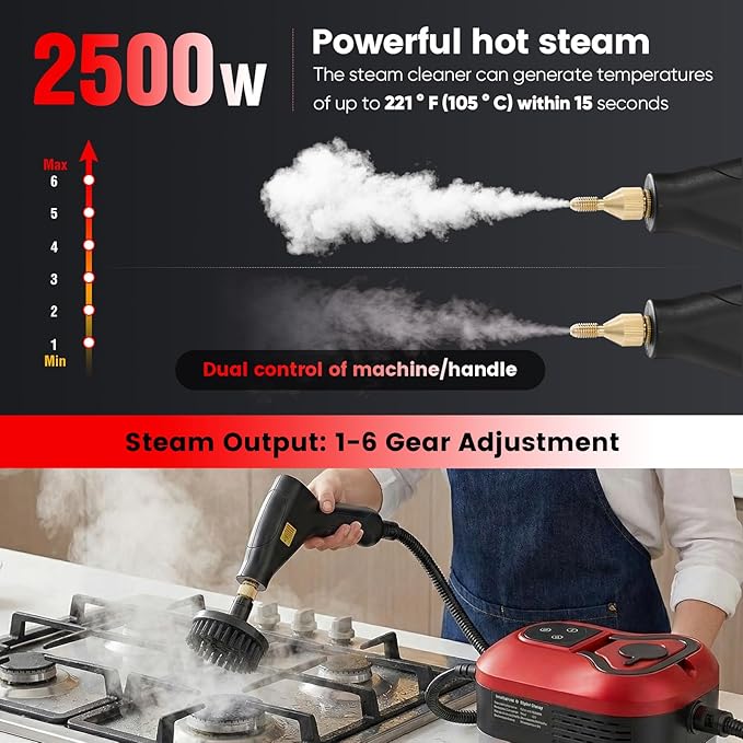Saker Handheld Steam Cleaner for Home6-Level Adjustable Steamer for CleaningPortable Steam CleanerPortable Steamer for Cleaning with 1200ML Water TankSuitable for KitchenBathroomLiving Room