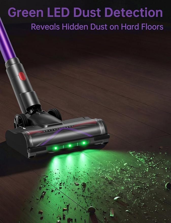 OXVAC Cordless Vacuum Cleaner 60KPa 650W Stick Vacuum with 80Mins Runtime Smart AUTO Mode Anti-Tangle Brush Self-Standing Vacuum Cleaner for Home Pet Hair Carpet &amp Hardwood Floor Purple