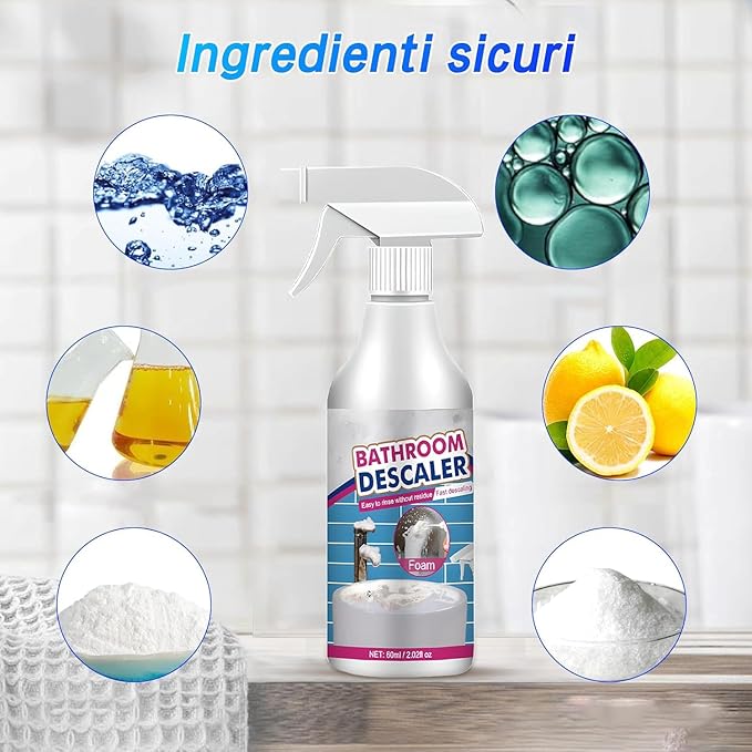 Bathroom Descaler Foam Cleaner Spray 2026 New Upgraded Multipurpose Stubborn Stains Cleaner All Purpose Rinse Cleaning Foam Powerful Descaling Cleaning Agent for Kitchen Bath Glass (3)