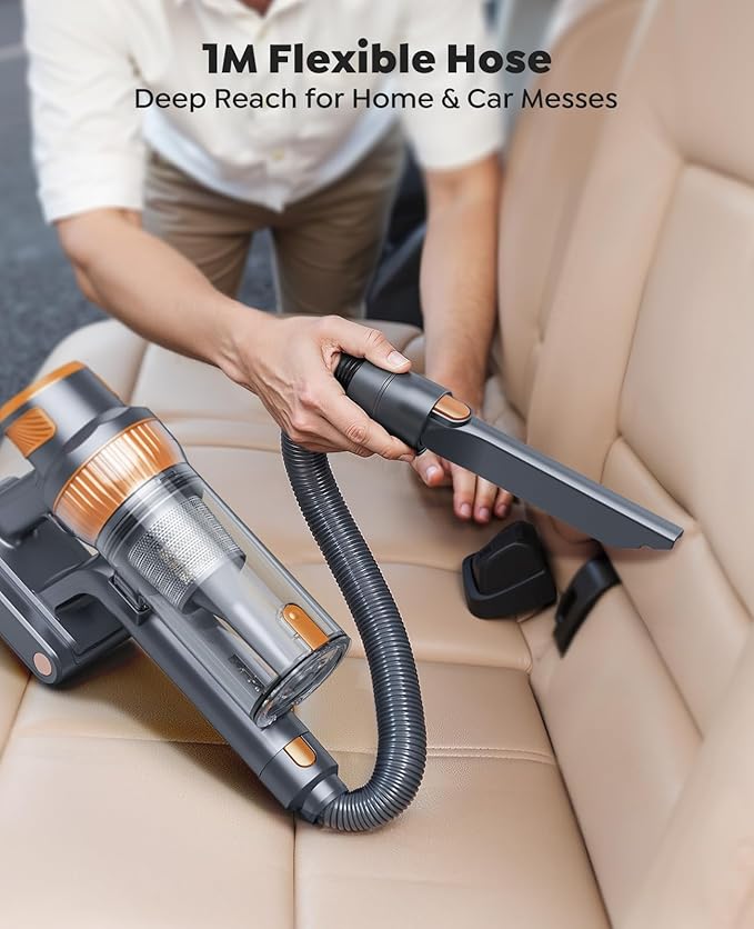 Cordless Vacuum Cleaner600W 50KPa 65Mins Vacuum Cleaners for HomeStick Vacuum with LED Touch ScreenWall Mount ChargingSelf-Standing Cordless Vacuum for Pet Hair/Carpet/Hard Floor/Car