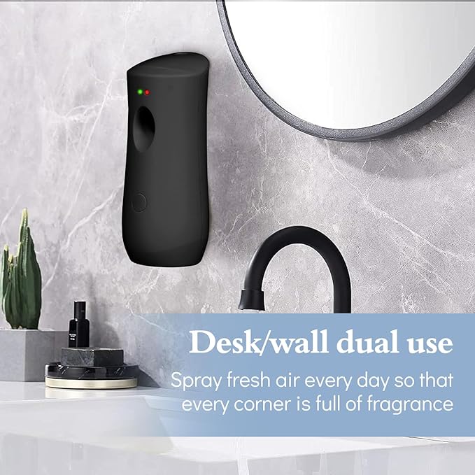 Automatic Air Freshener Spray Wall Mounted or Free Standing Automatic Scent Dispenser Motion Sensor Air Freshener Air Automatic Spray Dispenser for Room and Restroom Sprayer (Black)