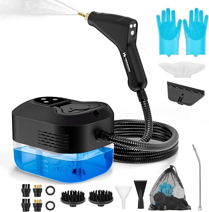 HK Steam Cleaner 6-Level Adjustable Handle 1.2L Tank 15s Heat-Up 2500W Steamer for Cleaning Portable Steamer for Cleaning with 16PCS Accessories Steam Cleaner for Home Dirt Grease Car