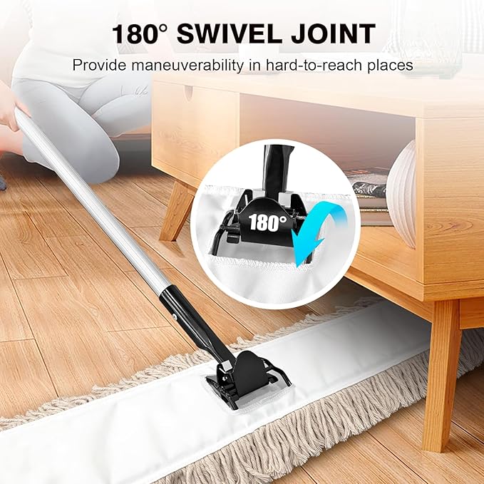 Commercial Dust Mop &amp Floor Sweeper55 Industrial Dry Mop with Heavy Duty Long Handle Premium Cotton Dust Mop Head for Hardwood Floors Industrial Commercial and Residential Cleaning