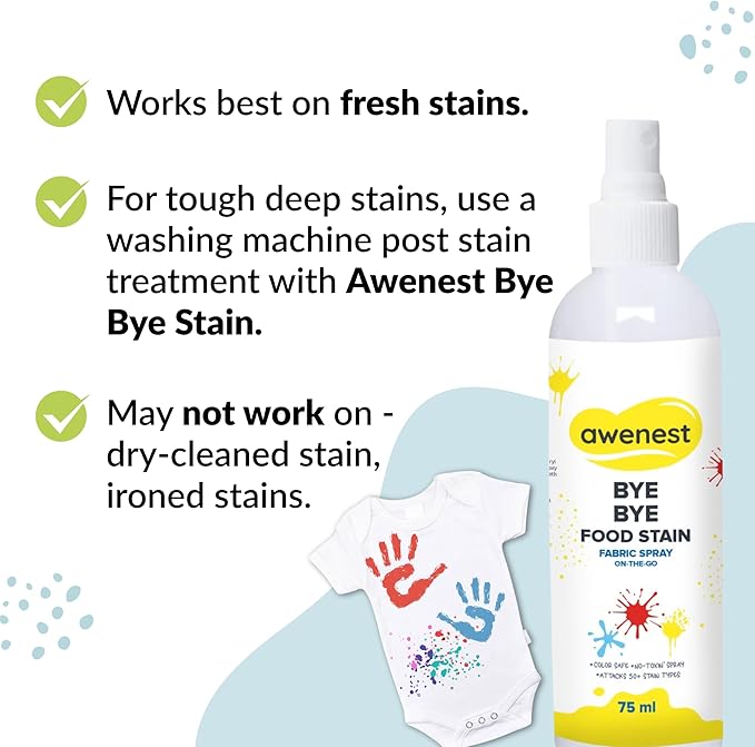 Bye Bye Stain - Instant Stain Remover Fabric Spray | Toxin-free | 50+ Stains | Easy to Carry | Plant-based