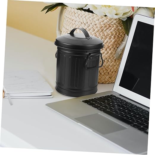NUOBESTY Bucket Shaped Garbage Can Office Trash Bin Desktop Trash Bin Decorative Wastebasket Bedside Waste Can