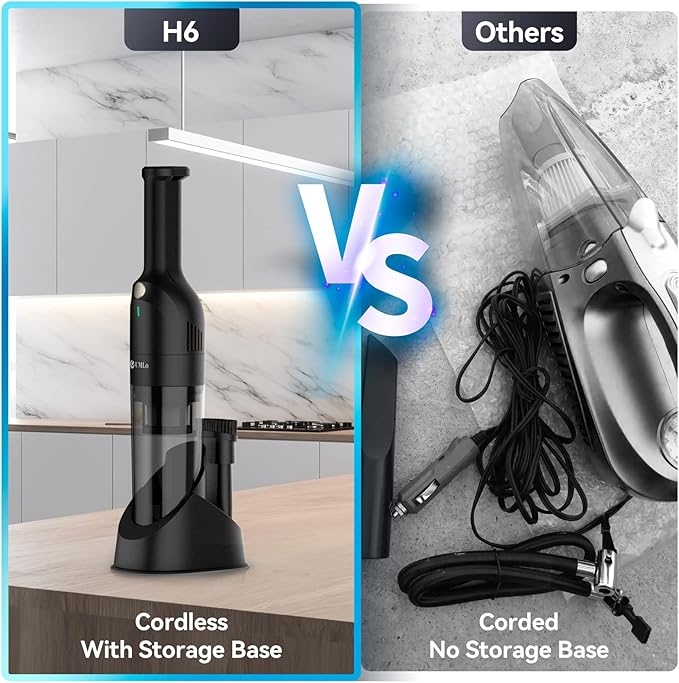 IKERY Black Cordless Handheld Vacuum – 2.86lb Portable Build 10000Pa Max Suction 30min Runtime