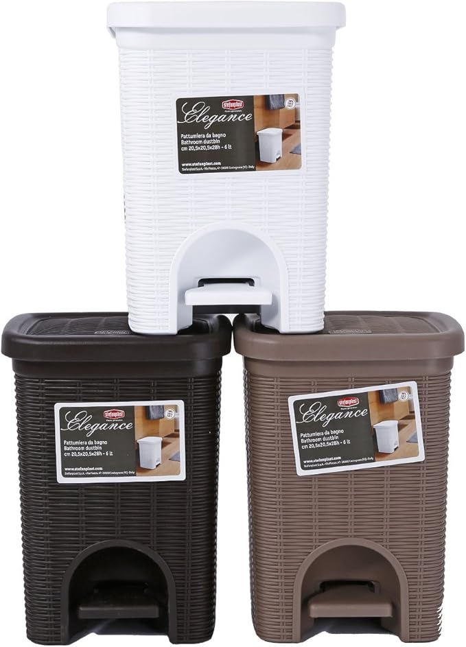Stefanplast Elegance Bathroom Dustbin Dove Grey 20.5 x 20.5 x 28 cm
