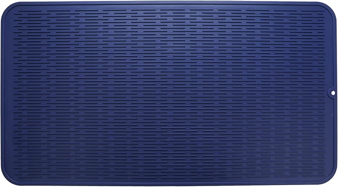 MicoYang Silicone Dish Drying Mat for Multiple UsageEasy cleanEco-friendlyHeat-resistant Silicone Mat for Kitchen Counter or SinkRefrigerator or Drawer Liner Navy Blue 4XL 32 inches x 18 inches
