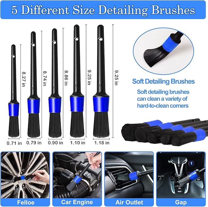 TTRCB 27Pcs Car Detailing Kit Car Cleaning Kit Car Detailing Brush Set Drill Brush Set Car Detailing Brushes Car Wash Kit Car Accessories Car Cleaning Supplies for Interior Exterior Wheels