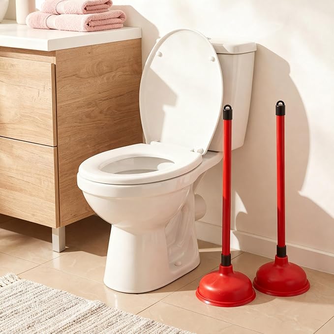 12 Pack Toilet Plungers Bulk with 19.7 Inch Long Handle Force Suction Cup Rubber Plunger for Bathroom to Fix Clogged Toilets Drains (Red)