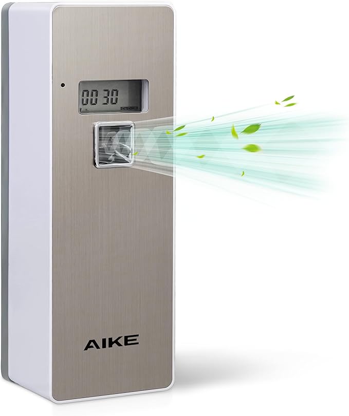 AIKE Automatic Air Fresheners Spray Dispenser – Programmable(Compatible with Glade Automatic Air Freshener Refills 269 ml) – Ideal for Office Airports Gyms Home Brushed Finish AK1801