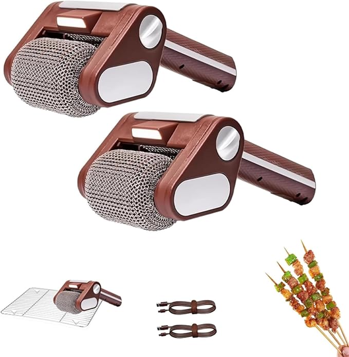 Electric Grill Cleaner with Rotating Brush Head a Highly Efficient Tool for Cleaning Grills Easily Removes Burnt Food Residue.