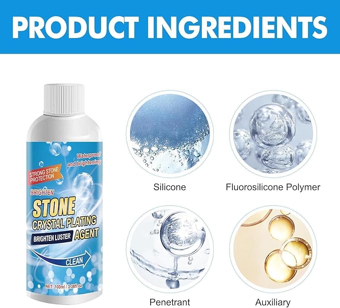 GDSAFS Stone Crystal Plating Agent Stone Stain Remover Crystal Stone &amp Marble Cleaning Agent Effectively Removes Oxidation Rust Stains (3pcs)
