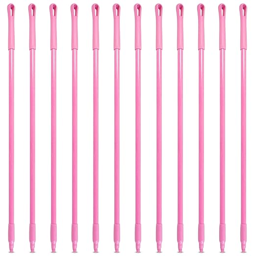 SPARTA 41225EC26 Fiberglass Broom Handle Mop Handle Replacement Handle With Acme Threaded Tip For Commercial Cleaning 48 Inches Pink (Pack of 12)