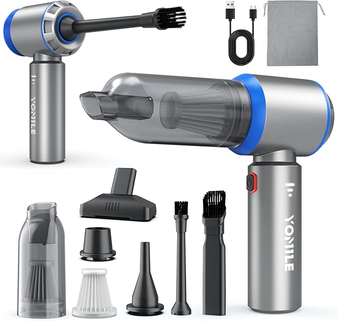 Mini Vacuum Cleaner 2 in 1 25000PA Brushless Car Vacuum &amp210000RPM Air Duster 9000mAh Battery Air Blower Wireless Handheld Vacuum for CarOffice and Home