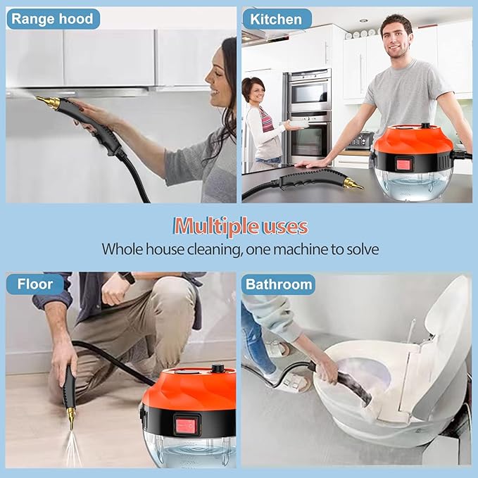 Steam Cleaner - Steamer for Cleaning Handheld Steam Cleaners for Home Use High Pressure Portable Steamer Cleaner for Car Detailing Kitchen Bathroom Grout and Tile
