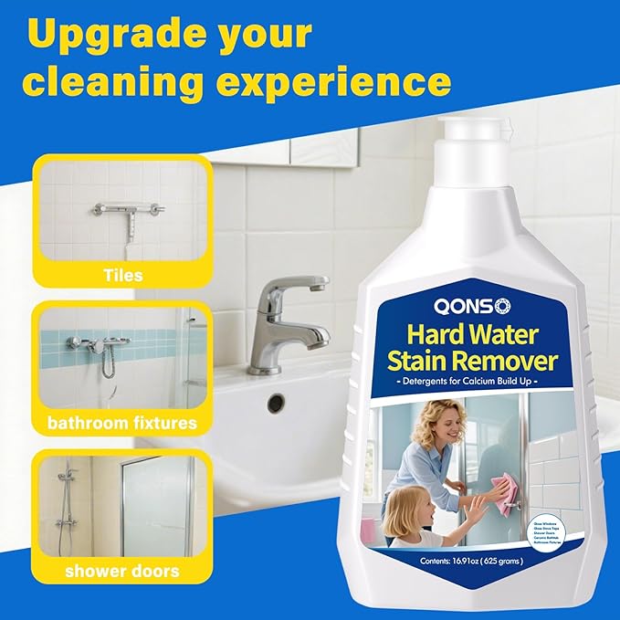 Hard Water Stain Remover Shower Glass Door Cleaner Cream For Hard Water StainBathroom GlassWindowsTileGroutToilet BowlCalcium Build UpHard Water Cleaner 16.91 Oz (670 Grams)