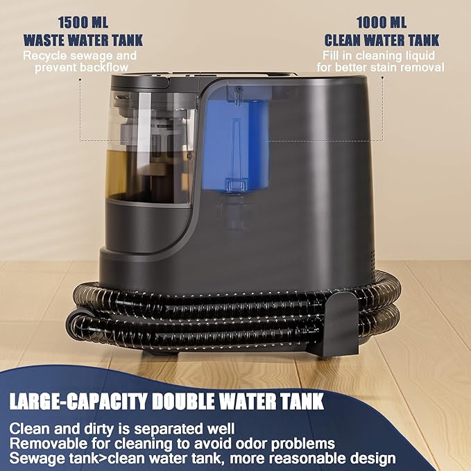 Portable Carpet Spot Steam Cleaner Steam Fabric Cleaning Machine Big Capacity Water Tank Quick Heat-Upfor Furniture Pets Car Seats 400W Powerful Suction Pet Stain Remover Washer