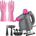 Multi-Surface Pressurized Handheld Steam Cleaner – 10-Piece Accessory Kit with Safety Lock | Natural Deep Cleaning for Home Kitchen Bathroom &amp More + Household Cleaning Gloves
