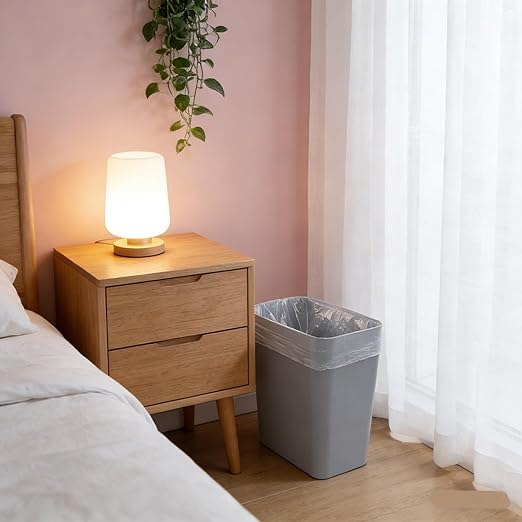 Basics Small Trash Can Rectangular Commercial Office Wastebasket 4.5 Gallon (Pack of 3) Grey