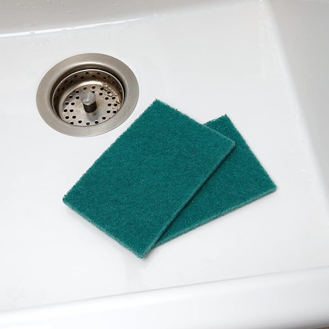 50-Pack Heavy Duty Green Scouring Pads 4x6 Inch | Reusable Non-Scratch Scrub Pads for Kitchen Dishes Pots Pans Grills &amp Household Cleaning | Multipurpose Scrubbers for Tough Stains