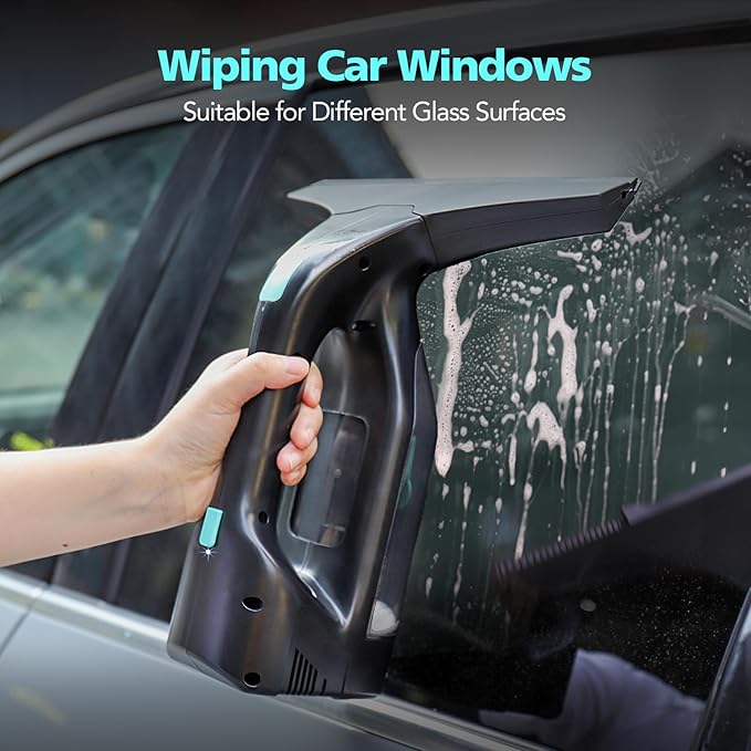Window Vacuum Cleaner Kit Cordless 35Min Runtime &amp 2 Suction Nozzles Cleaning Tool All-in-One Electric Squeegee Spray Kit for Streak-Free Windows Washing Shower Glass MirrorsCar