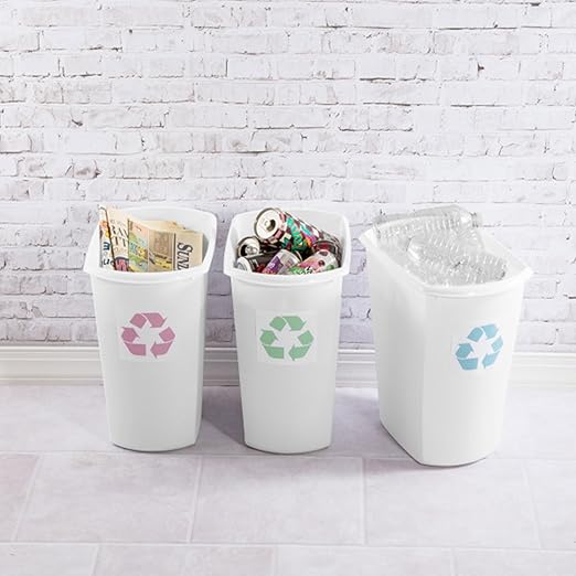 Sterilite 5.5 Gallon Rectangular Wastebasket Open-top Medium Sized Trash Can for the Bathroom Bedroom or Office White 12-Pack