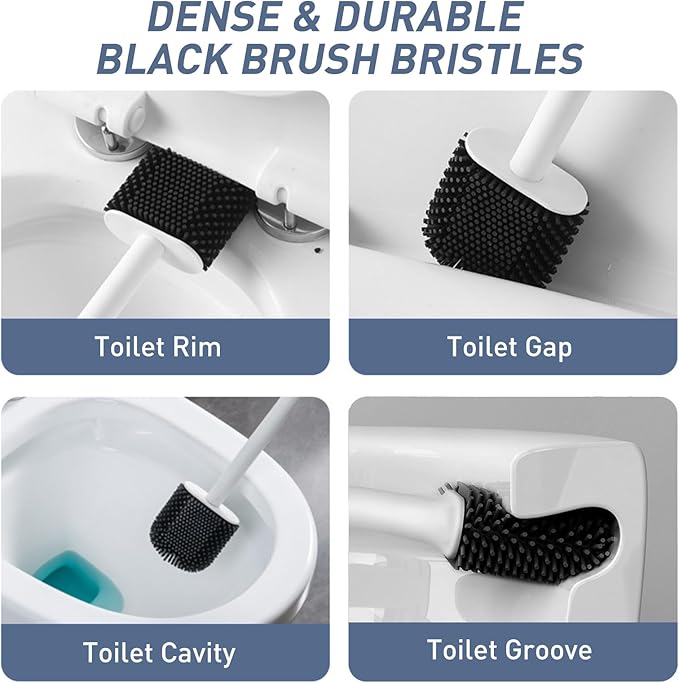 Silicone Toilet Brush Plunger Set 2 in 1Toilet Bowl Brush and Holder Plunger Set Plunger Toilet Brush Combo Bathroom Toilet Brush Toilet Brush Set Toilet Scrubber and Plunger Set