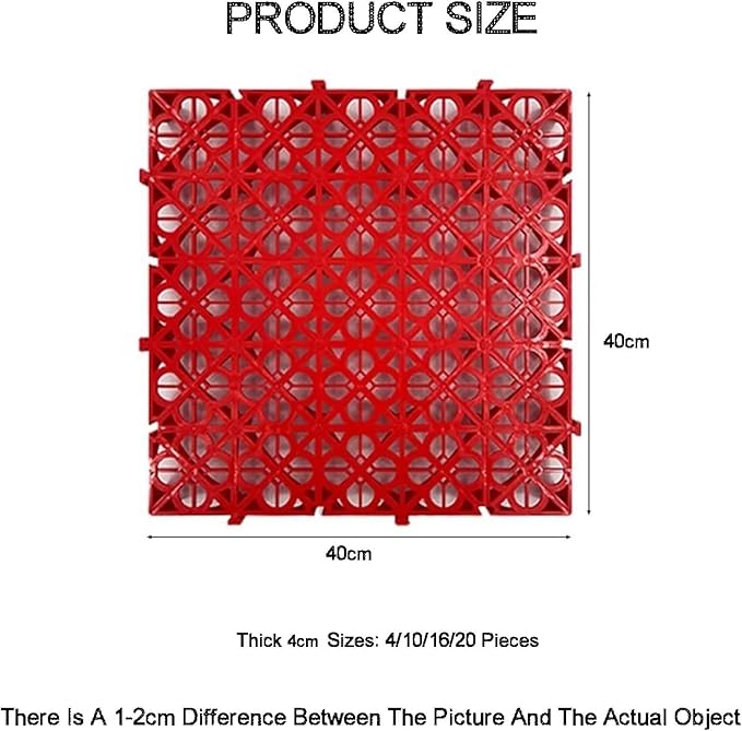 Trench Drainage GrateDrain Covers OutdoorInterlocking Floor TilesModular Mats Multicolor 40x40x4cm Pack of 4-20 Pcs(Red12 pieces)