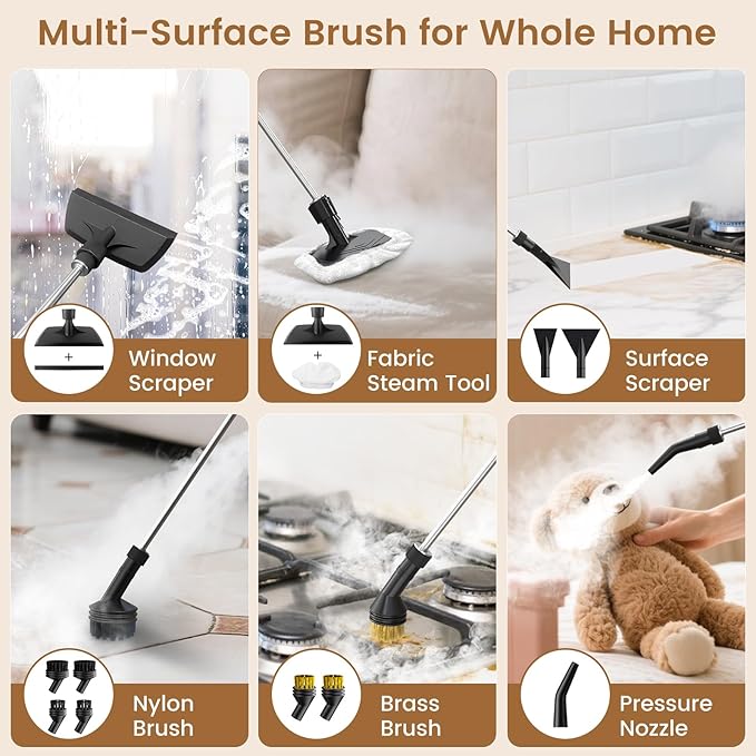 2500W Handheld Steam Cleaner 3-Level Adjustable Steam Cleaner for Home with 21 Accessories Multipurpose Portable Steamer Cleaning for CarFloorFurnitureTileGroutCouchFast Heat-Up (Green)