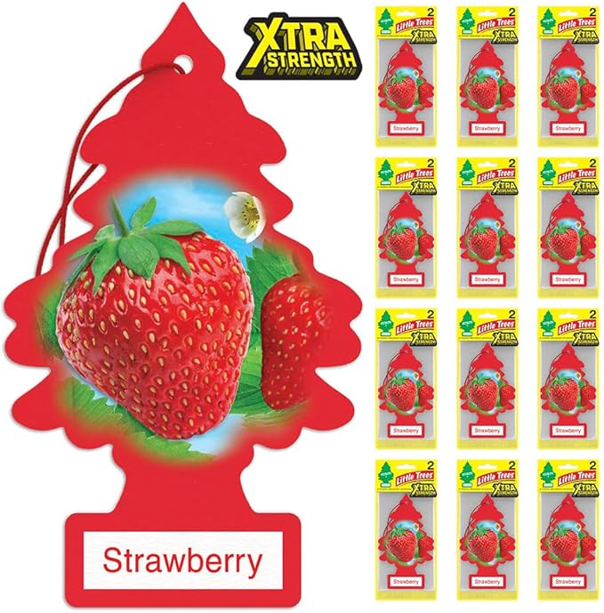 LITTLE TREES Car Air Freshener | Xtra Strength Provides Long-Lasting Scent for Auto or Home | Extra Boost of Fragrance | Strawberry 24 Air Fresheners