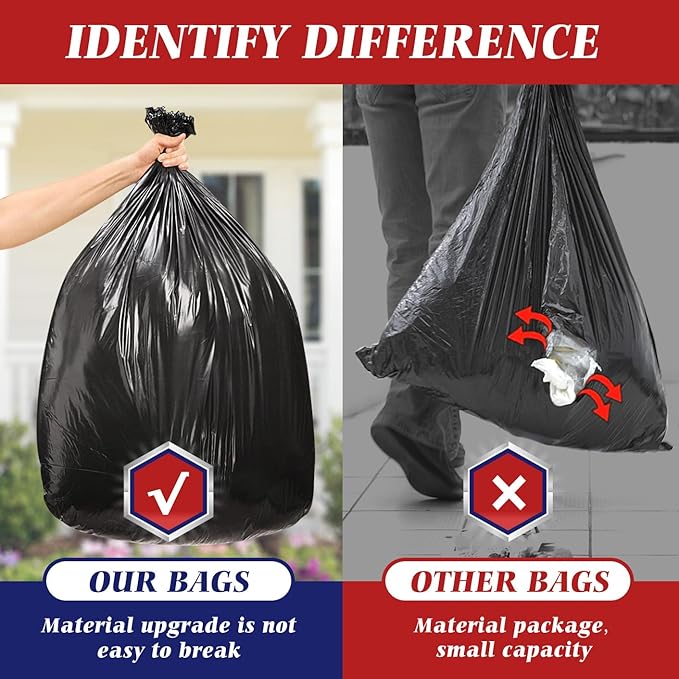 30-33 Gallon 300 Counts Large Trash Bags Black Garbage Bags Large Trash Can Liners for HomeKitchenOfficeAll Purpose Light Residential or Commercial WasteOutdoor Lawn and Leaf Bags