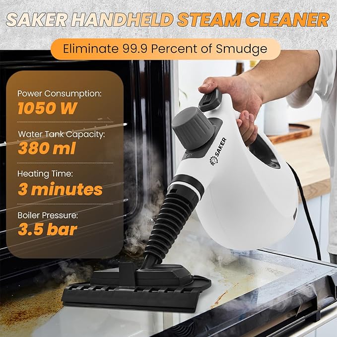 Saker Handheld Steam Cleaner NewPortable Steam Cleaner for Home1050W Steam Cleaner8 Fiber Cloths for Quick Heating &amp Deep Cleaning of Floors Cars and Kitchen