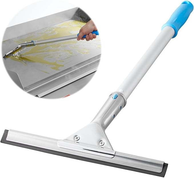 Hot Griddle Squeegee with 7.8 Inch Flexible Heat-Resistant Rubber Blade 18 Long Handle Ideal for 300 to 350 Degree Fahrenheit hot griddles Cleaning by Weavura