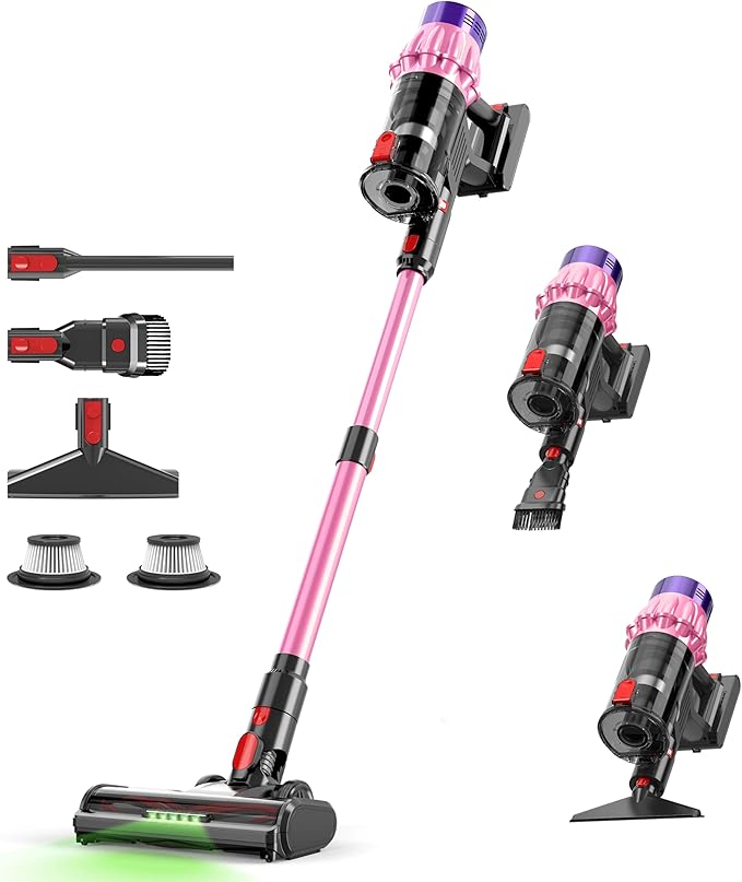 Cordless Vacuum Cleaner 650W 50KPA 70Mins Upgraded Vacuum Cleaners for Home Self-Standing Stick Vacuum with Anti-Tangle Brush LED Touch Screen for Hardwood/Carpet/Pet Hair/Car