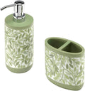 Avanti Linens - Bath Set 2pc Countertop Accessories Resin Toothbrush Holder &amp Lotion Pump (Stratford Collection Green)