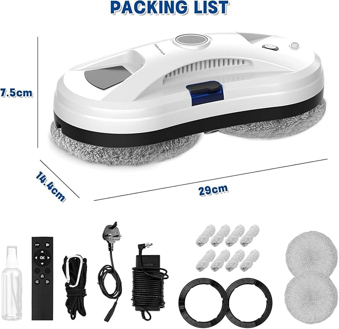 Window Cleaning Robot Window Cleaner Robot Auto Spray Automatic Cleaning with Intelligent Path Planning 5600Pa Suction Power Edge Detection Technology Remote Control