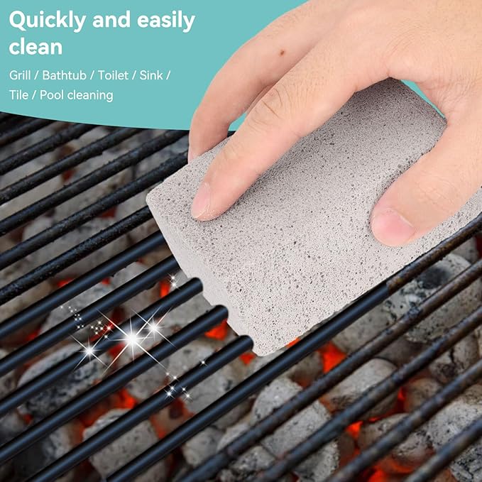 Grill Stone Cleaning Block 4pcs Grill Cleaning Bricks Barbecue Grill Cleaning Brick Block Stains Grease Cleaner Stone Kitchen Accessory