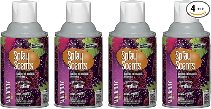 Champion Sprayon SprayScents Metered Air Freshener Refill 7 oz Odor Control Fragrance Mulberry (4 Pack)