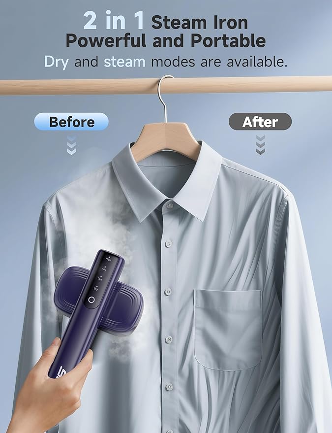 Steamer for Clothes1200W Powerful Portable Steamer Iron15s Fast Heat-up100ml Tank20 Min Continuous Steam Wrinkle Remover for Travel Home Office(Blue)