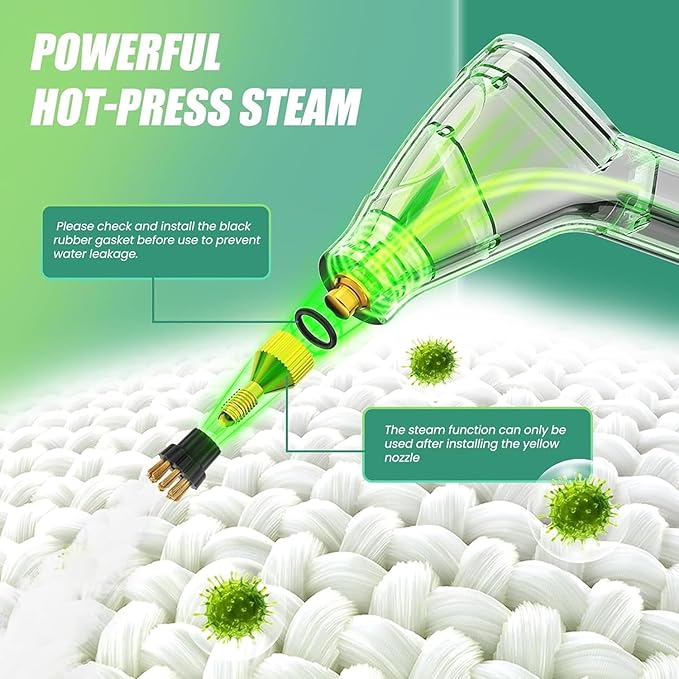 Handheld Steam Cleaner Auto Multi-Purpose Steam Cleaner 1200ML Water Tank 6 Speed Steam Output Adjustment Smart Hand Switch For Kitchen Bathroom Windows Car Interior (Black and white)