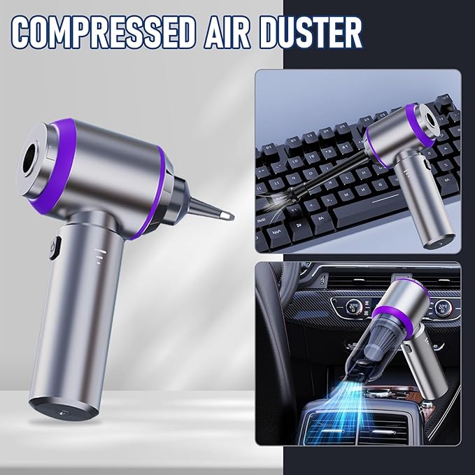 Car Vacuum Portable Cordless 20000PA High Power 4-in-1 Compressed Air Duster &amp Air Blower &amp Pump Hand Held Vacuum with Brushless Motor for Car Home OfficeCamping Ideal Gifts for Men &amp W