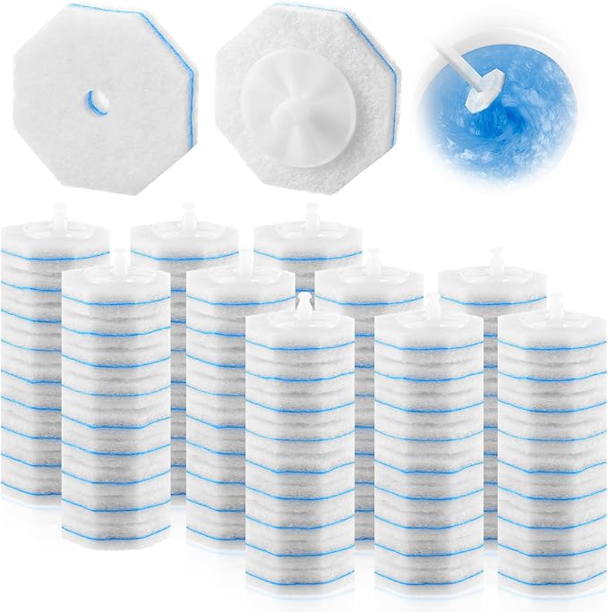 100 Pcs Toilet Wand Refills Disposable Toilet Brush Replacement Heads Disposable Sponge Refill Heads Household Cleaning Bathroom Cleaners Compatible with Most Toilet Brushes