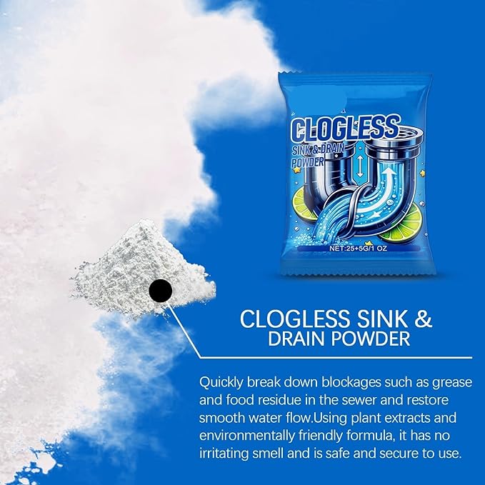 Drain Unclogger &amp Cleaner - Fast Acting Eco-Friendly Formula for Grease Food Residue &amp Clogs - Safe for All Pipes - Easy to Use - Long-Lasting Solution(10PCS)