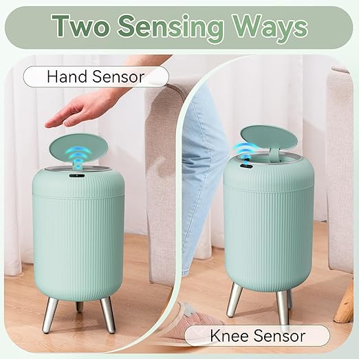 Automatic Motion Sensor Bathroom Trash Can Touchless3 Gallon/11L Smart Garbage BinMini Trash Can with Removable Legs for ToiletKitchenBedroomOfficeSmart Plastic Electric Garbage Cans-Blue